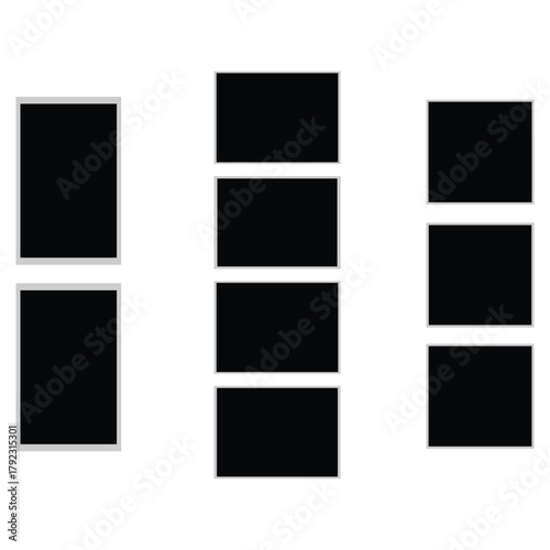 Photo Booth Picture Frame Set – Realistic Blank Photography Template, Retro Instant Snapshot Strips, Empty Vector Mockup Design 