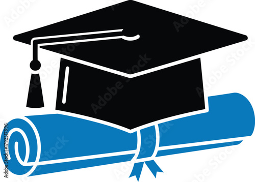 Graduation cap and diploma symbolize achievement knowledge and academic success perfect for educational institutions and graduation ceremonies related to higher learning and the future