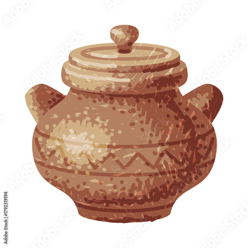 Brown Pot as Pottery and Ceramic Tableware and Crockery Vector Illustration
