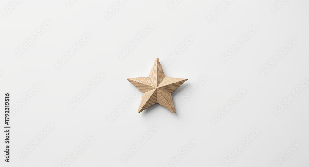 Obraz premium Elegant wooden star symbol conveying achievement, excellence, and recognition for business success or awards.