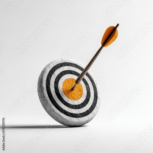 Arrow Hitting Bullseye on Clean Minimal Target for Precision, Success, and Goal-Setting Visual Campaign