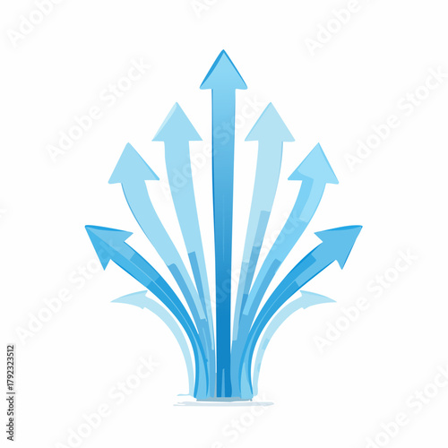 Air flow arrows. Blue cold wind stream, fresh water direction