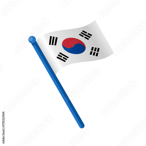 South korea national waving flag, isolated vector illustration