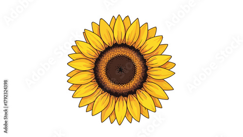 A closeup pixel art illustration of a sunflower