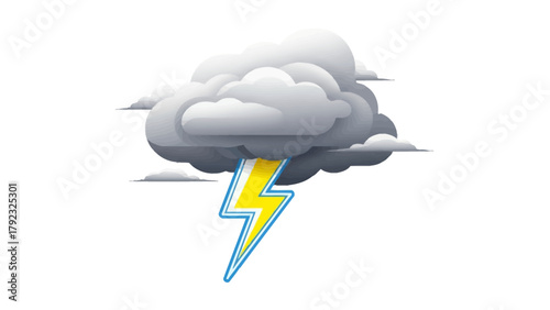 A dark stormy cloud with a yellow lightning bolt
