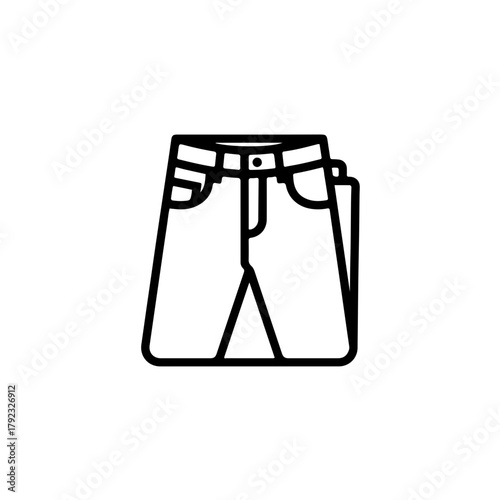 Black and white icon of a neatly folded pair of jeans, a quiet symbol of a missing person and the memory of their last known garment. Represents the individuals lost to enforced disappearance 
