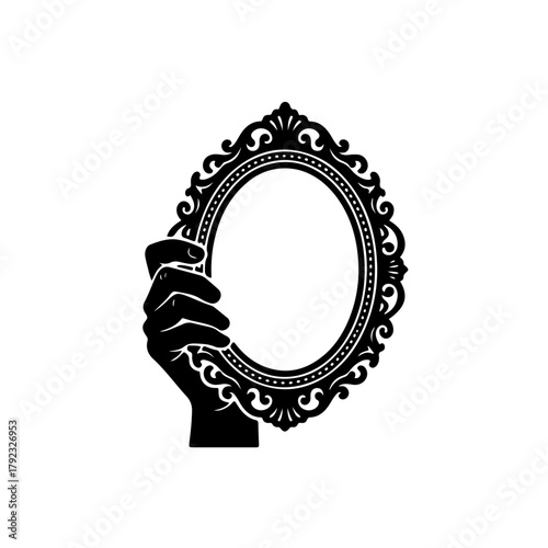 Black and white icon of a hand tightly holding an empty photo frame. Symbolizes the painful absence, grief, and longing of families left behind, representing the unknown fate of a missing loved one