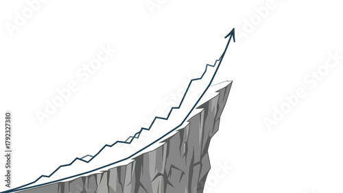 A graph line ascends off a cliff edge