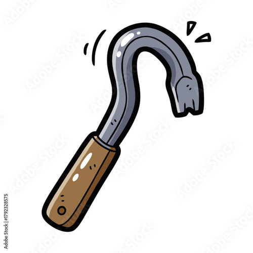 Cartoon crowbar with humoristic exaggeration on a white background