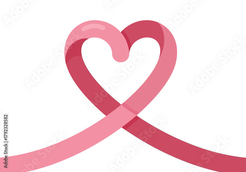 Pink Ribbon Heart Symbol for Breast Cancer Awareness Support.