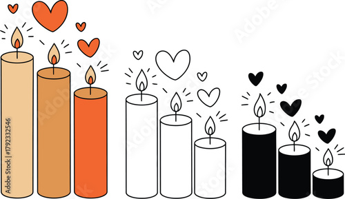 Romantic Candles with Hearts Vector Illustration for Love and Special Occasions