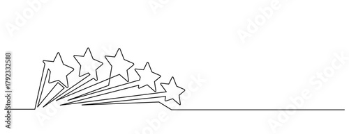 five stars decorative one line drawing continuous