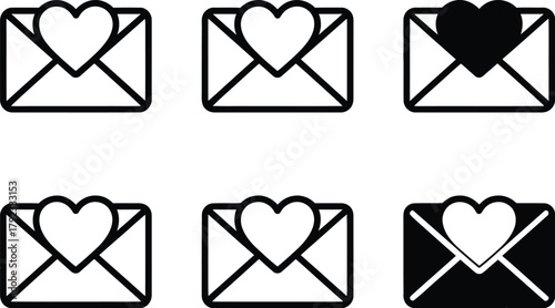 Love Letters Minimalist Envelopes with Heart Seals in Black and White