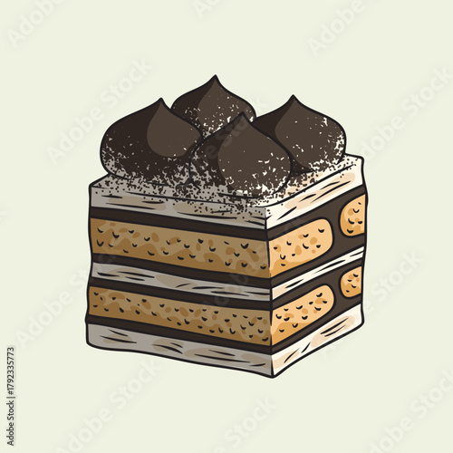 Illustration of Cream and Cookie Tiramisu Flavor