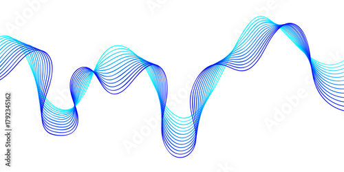 Abstract blue vector illustration of a toothbrush and tooth with wave lines pattern backdrop for dental design concept