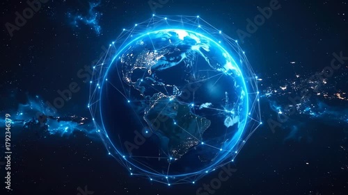 Wallpaper Mural Global Network Connections - Digital World Communication Visualization. Torontodigital.ca