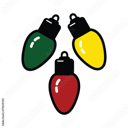 Three colorful christmas lights for decoration