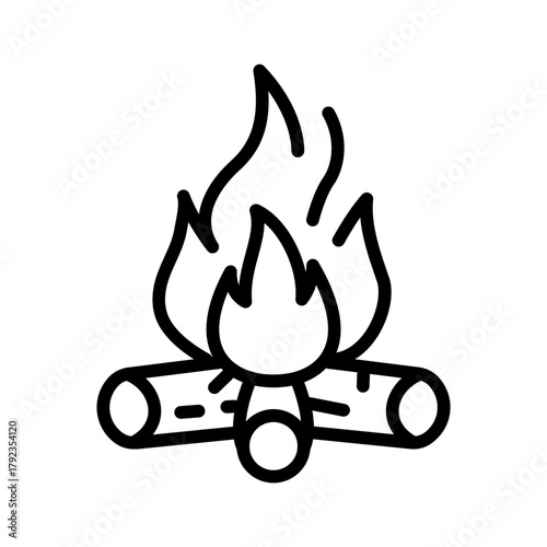 Campfire icon vector image. Can be used for Adventure.