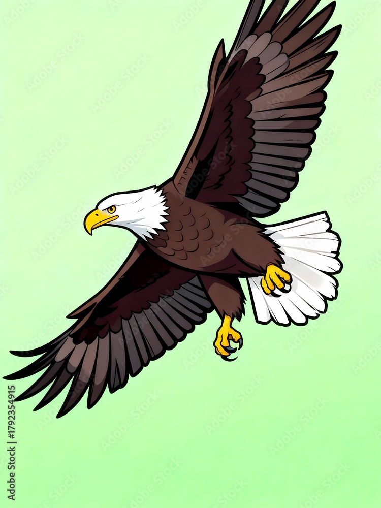 Obraz premium eagle with yellow beak is flying air illustration