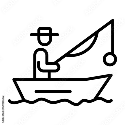 Fisherman In a boat icon vector image. Can be used for Trekking.