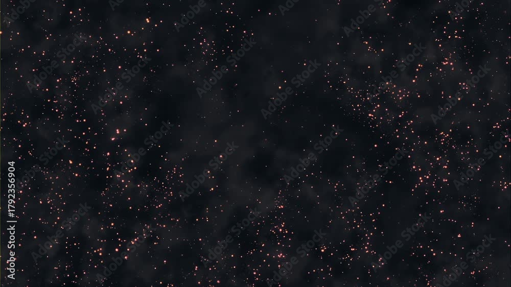 Motion of sparkling glowing particle light effects on black backdrop