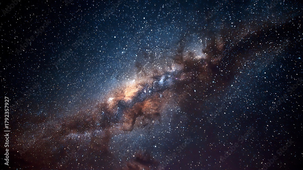 Obraz premium Vast milky way galaxy illuminated by countless stars against a deep cosmic background