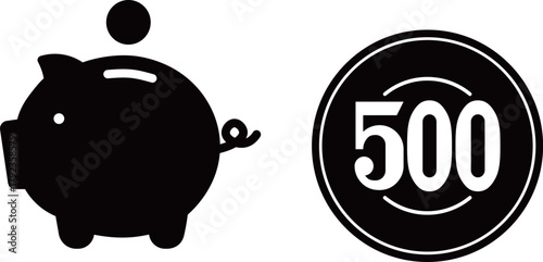 五百円玉貯金　アイコン