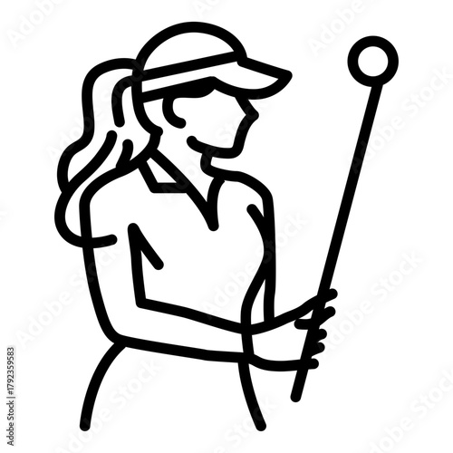 Golf Player Female icon vector image. Can be used for Golf.