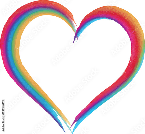 Vivid watercolor heart painted in clearly defined rainbow colors symbolizing love and diversity - vector illustration