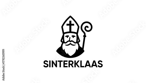 image a logo for sinterklaas black and white vector logo icon minimal logo