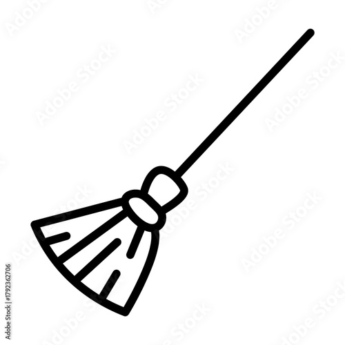 Magic Broom icon vector image. Can be used for Fairytale.
