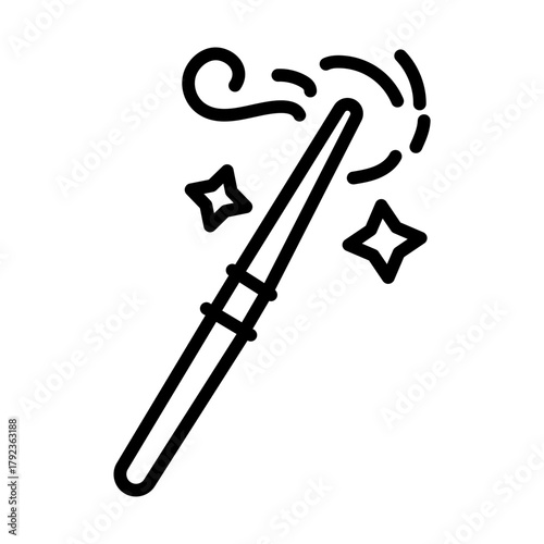 Wand icon vector image. Can be used for Fairytale.