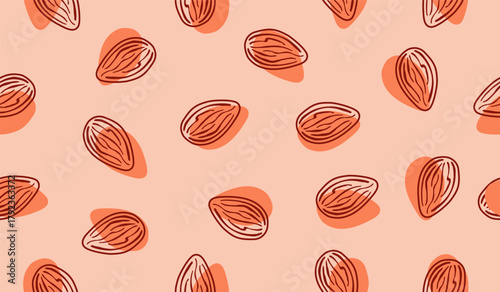Cute almond seamless pattern background