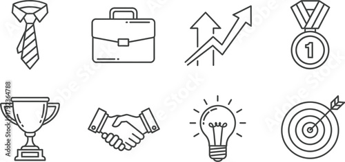 Vector art of business success and achievement icons