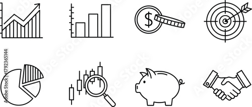 Vector art of business and finance icons for design