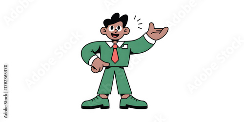 Business presentation gesture by simplified vector character