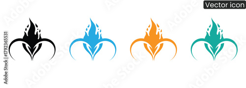 Captivating flame icons in striking black, blue, orange, and teal colors ignite your brand with energy, passion, and innovation. Perfect for dynamic logos and impactful designs.