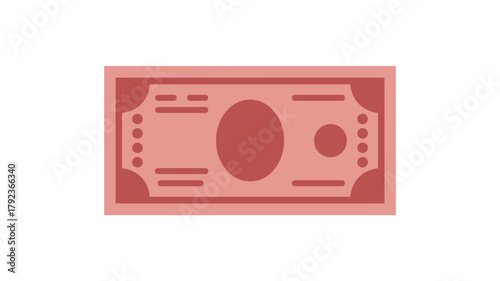 Flat vector illustration of a pink banknote simple money icon for finance and business concepts isolated on white background