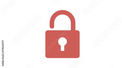 Red padlock icon flat vector illustration of security symbol isolated on white background for app and web design