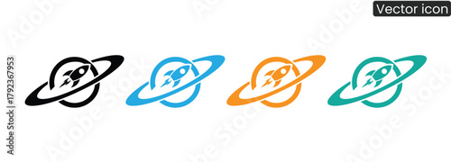 Inspire ambitious ventures with this dynamic rocket soaring through orbital rings, representing innovation, exploration, and exciting new beginnings.