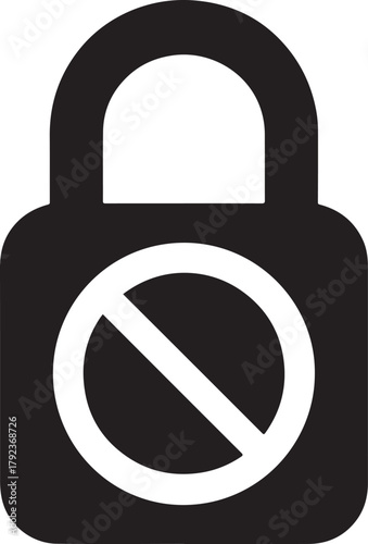 Blocked content icon silhouette showing restricted access symbol in clean isolated vector.