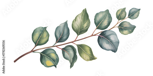 Sprig green muted eucalyptus with clipart transparent botanical tones