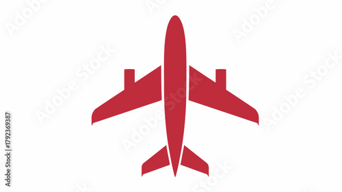 Red airplane icon simple flat vector illustration isolated on white background for travel and transportation concepts