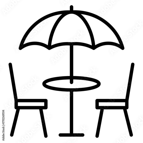Outdoor Seating icon vector image. Can be used for Coworking Space.