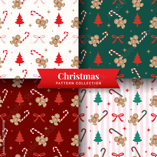 Christmas gingerbread seamless pattern collection vector illustration