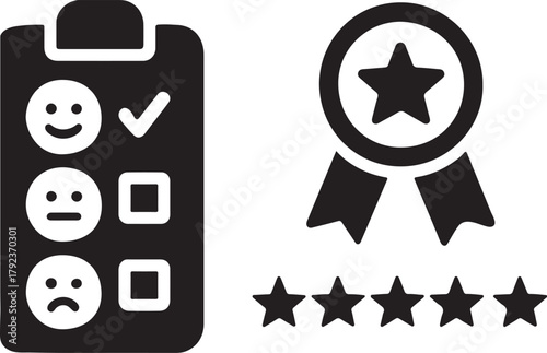 Feedback form icon silhouette showing survey and response symbol in clean isolated vector.