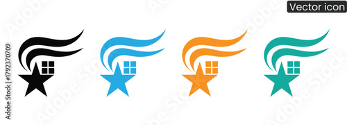 Capture attention with these striking star house icons, symbolizing achievement and forward momentum for your brand. Perfect for innovative businesses.