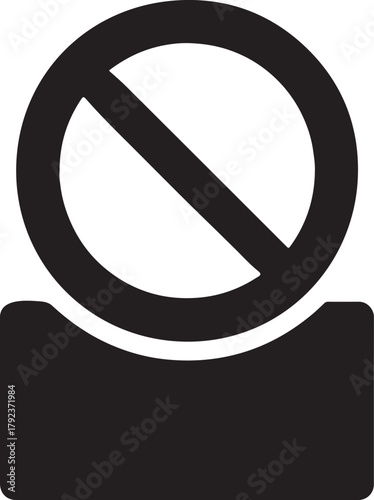 No symbol icon silhouette showing circle with slash in clean isolated vector style.