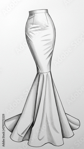 Fashion Sketch of Elegant Mermaid Style Skirt