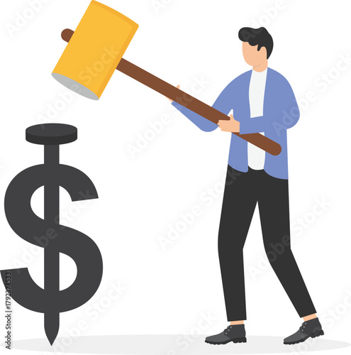 USD currency exchange rate fall fails to break flat marketing business concept web vector illustration.
